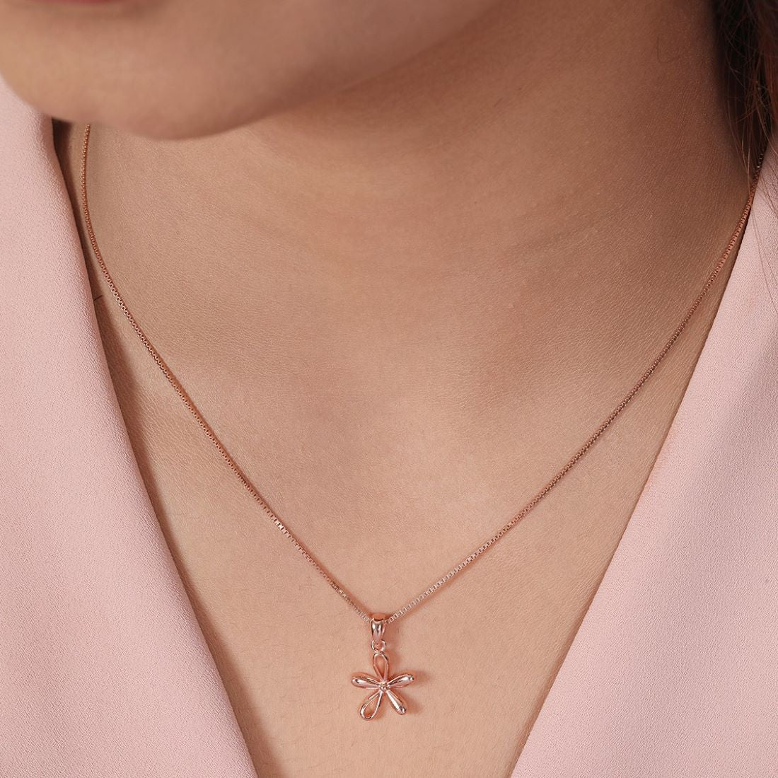 Rose Petal Sparkle Rose Gold Plated 925 Sterling Silver Pendant - Image 3