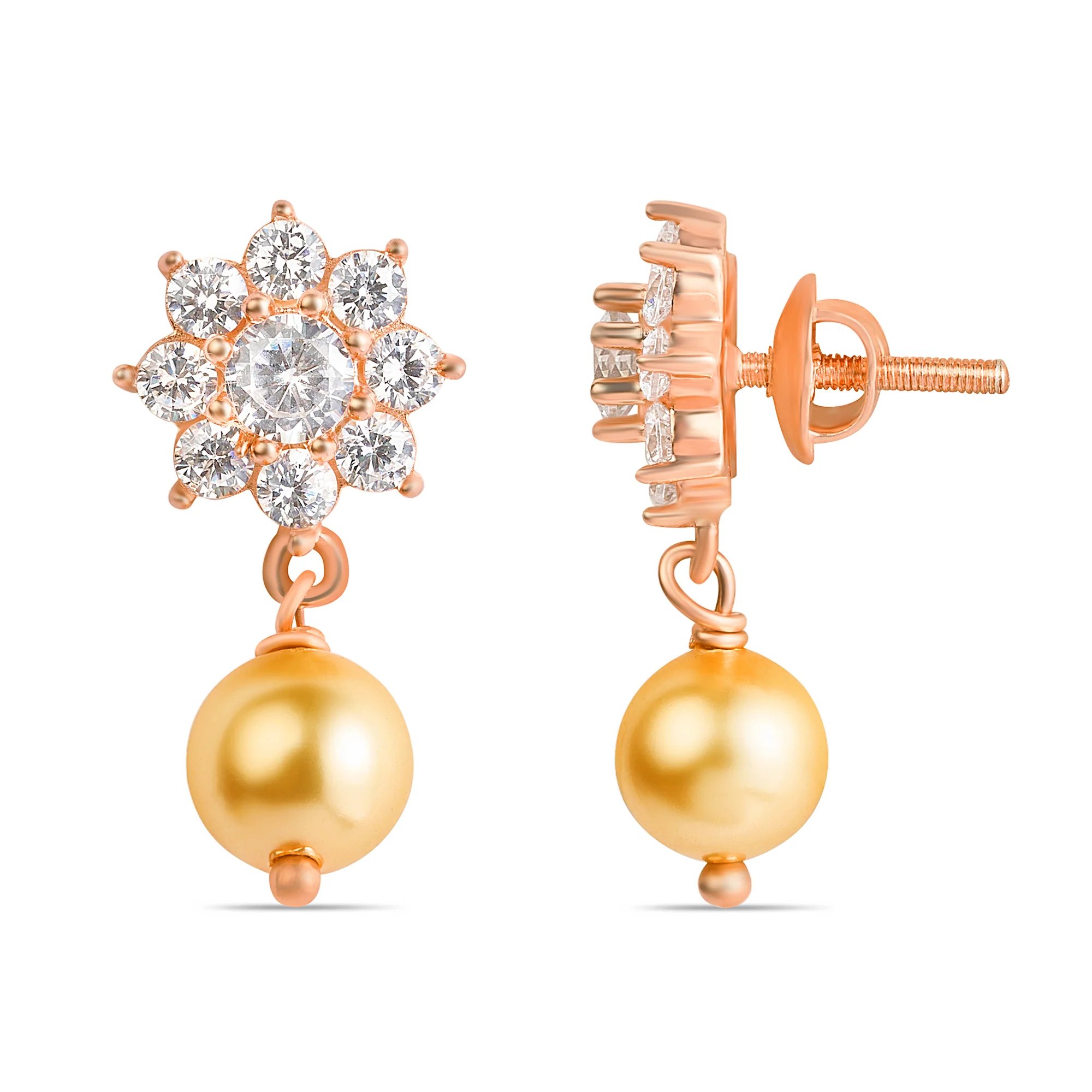 Rose Petals Pearl 925 Sterling Silver Flower Earrings - Image 5