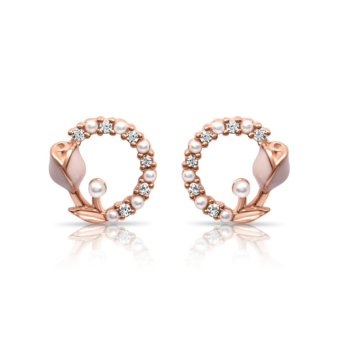 Rose Plated 925 Sterling Silver Solitaire Earrings - Image 4