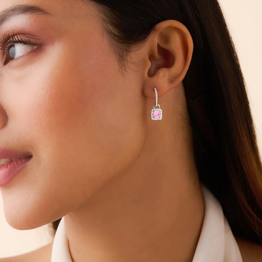 Rose Silver Rhodium Plated Drop Earring - Image 3