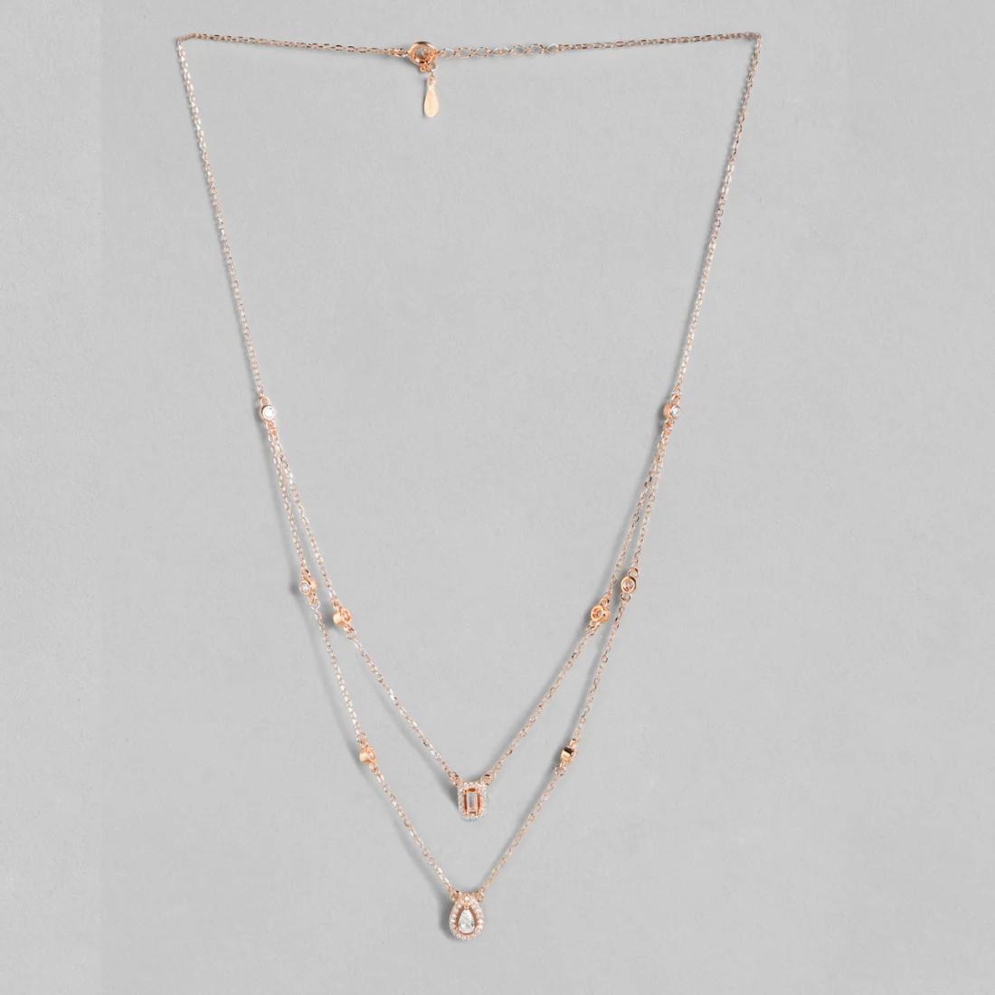 Rose Toned Graceful Layered 925 Silver Necklace - Image 5