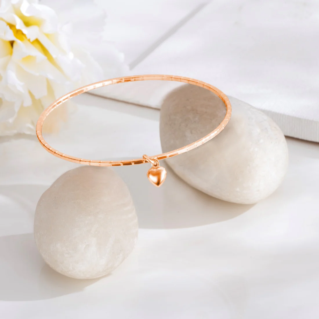 Roseate Embrace Rose Gold-Plated 925 Sterling Silver Bangle - Image 2