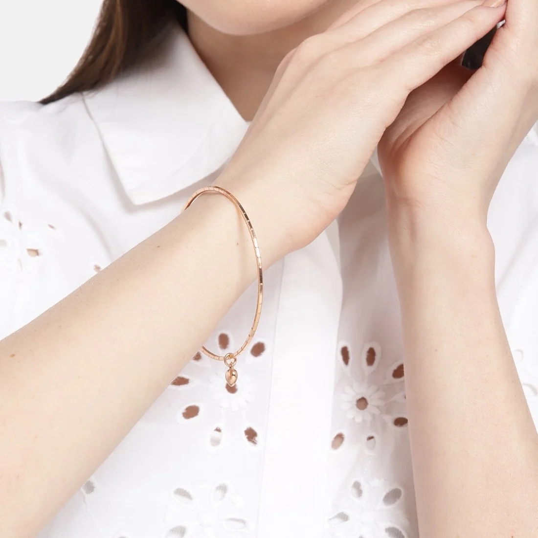 Roseate Embrace Rose Gold-Plated 925 Sterling Silver Bangle - Image 4