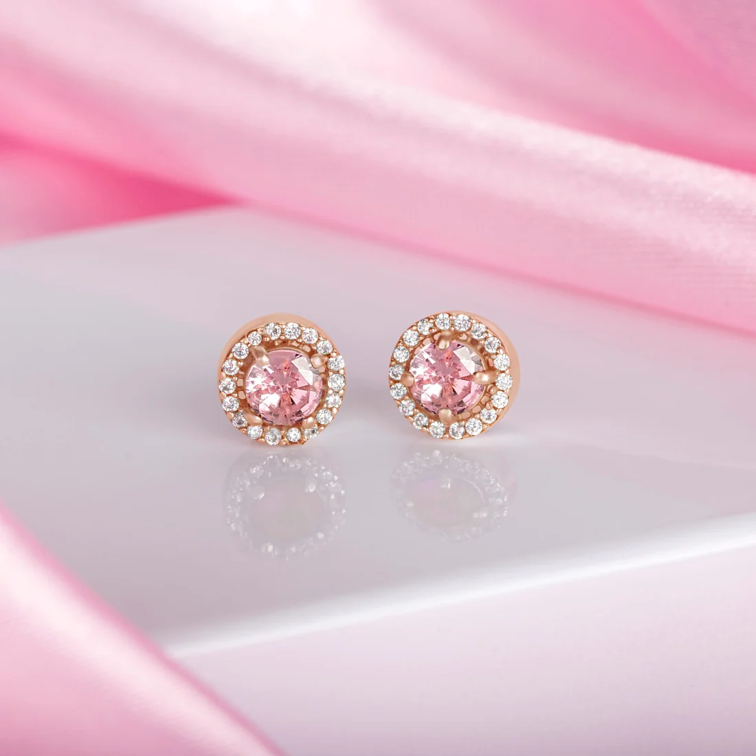 Rosy Delight Rose Gold-Plated 925 Sterling Silver Stud Earrings