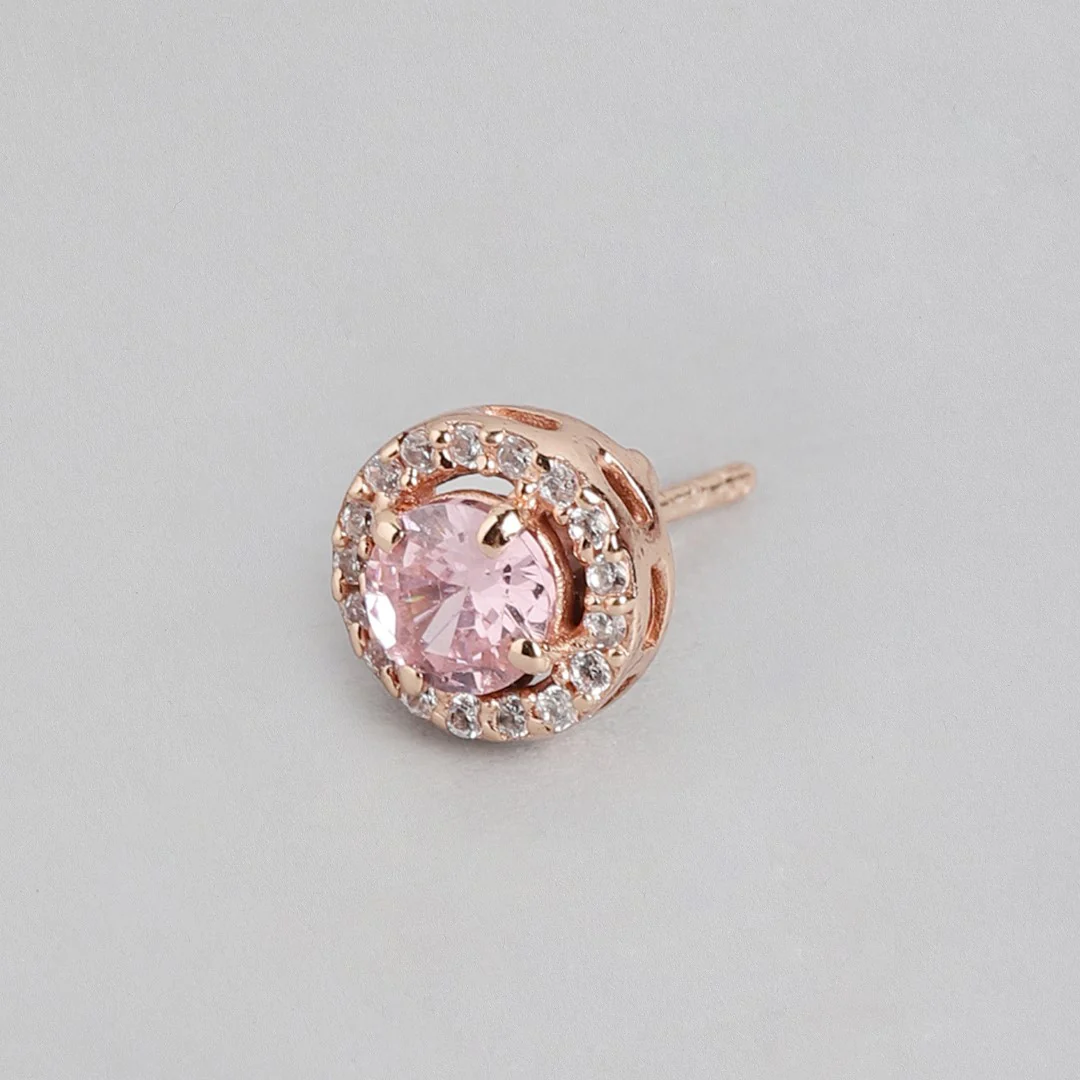 Rosy Delight Rose Gold-Plated 925 Sterling Silver Stud Earrings - Image 4