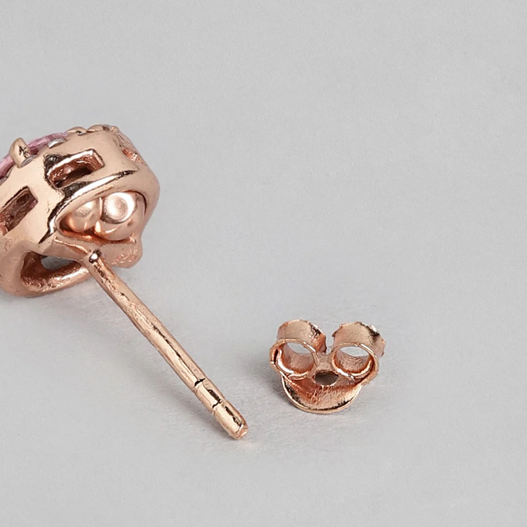 Rosy Delight Rose Gold-Plated 925 Sterling Silver Stud Earrings - Image 5