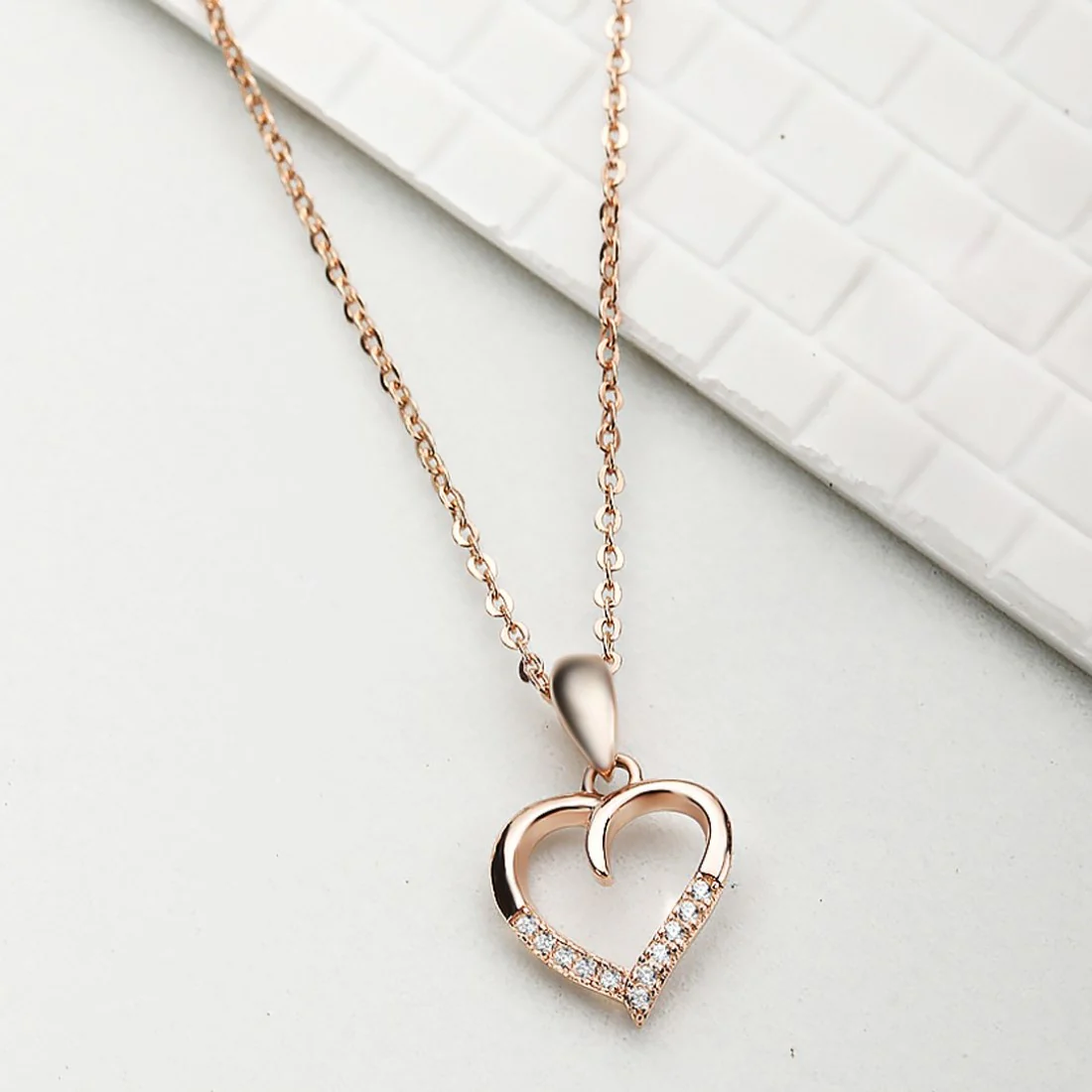 Rosy Devotion CZ-Heart 925 Sterling Silver Pendant with Chain - Image 2