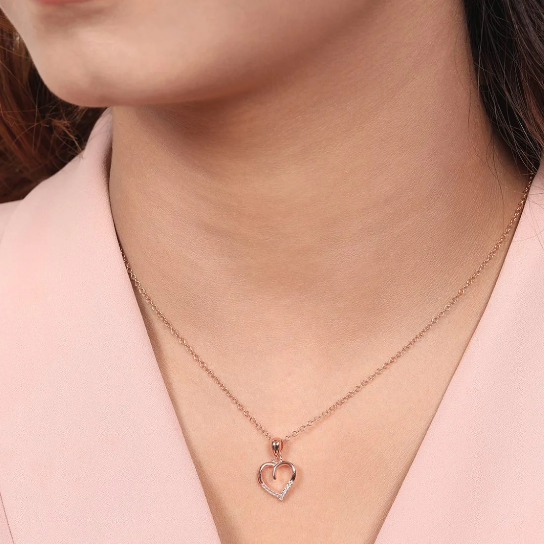 Rosy Devotion CZ-Heart 925 Sterling Silver Pendant with Chain - Image 3