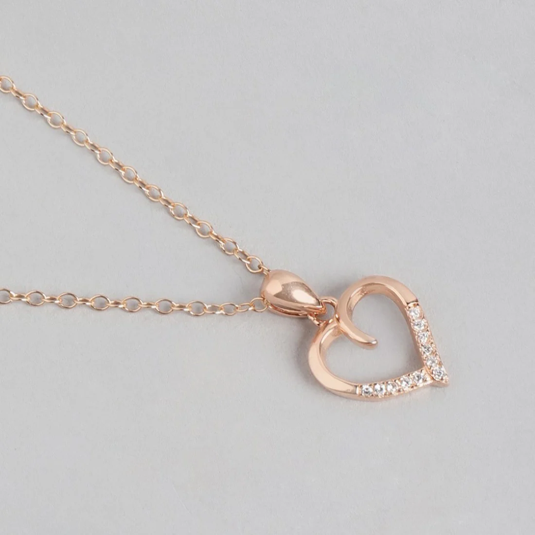 Rosy Devotion CZ-Heart 925 Sterling Silver Pendant with Chain - Image 4