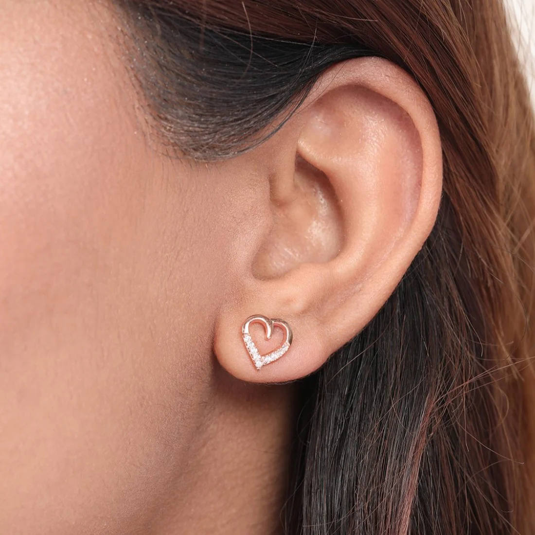 Rosy Devotion CZ Rose Gold-Plated 925 Sterling Silver Earrings - Image 2