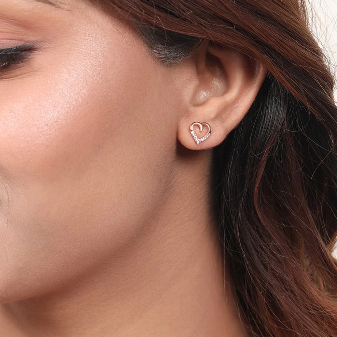 Rosy Devotion CZ Rose Gold-Plated 925 Sterling Silver Earrings - Image 3