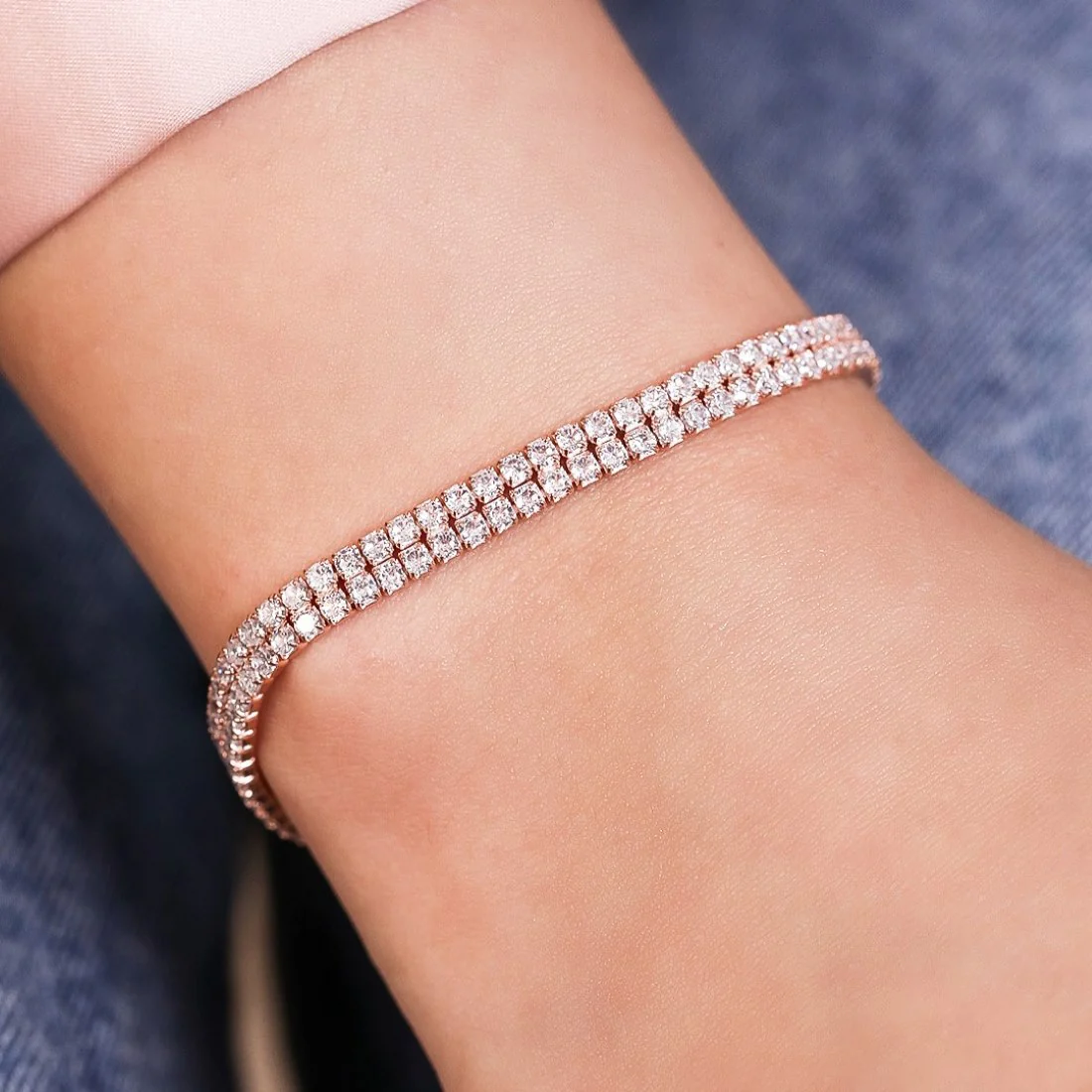 Rosy Elegance Adjustable Rose Gold Plated 925 Sterling Silver Bracelet - Image 2