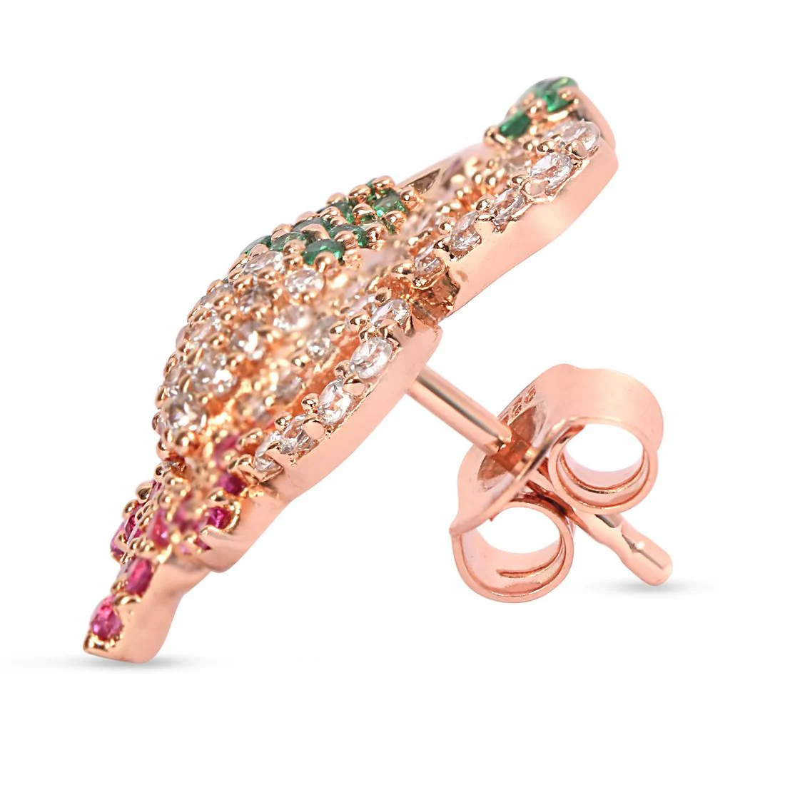 Rosy Peacock Elegance Rose Gold-Plated 925 Sterling Silver Earrings - Image 4