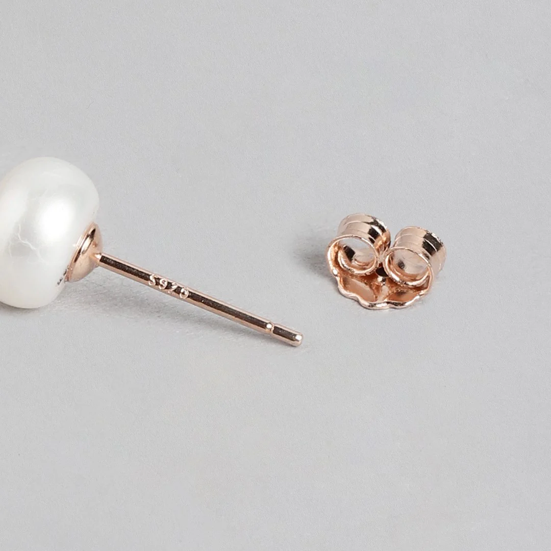 Rosy Elegance Rose Gold-Plated 925 Sterling Silver Jewelry Set with Freshwater Pearls - Image 7