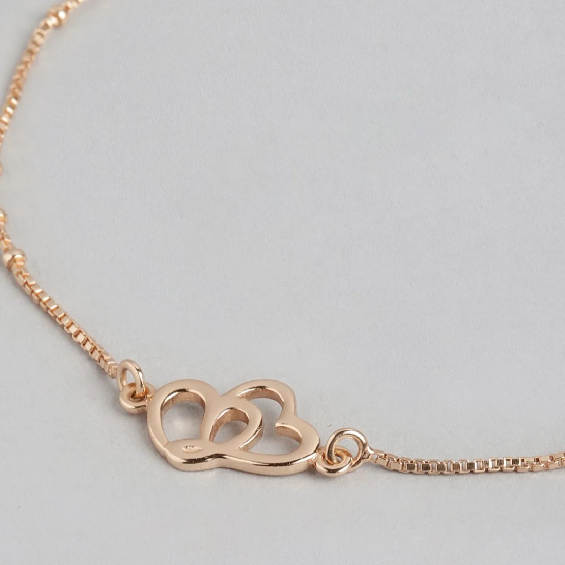 Rosy Romance Rose Gold-Plated 925 Sterling Silver Bracelet with Dual Hearts - Image 5