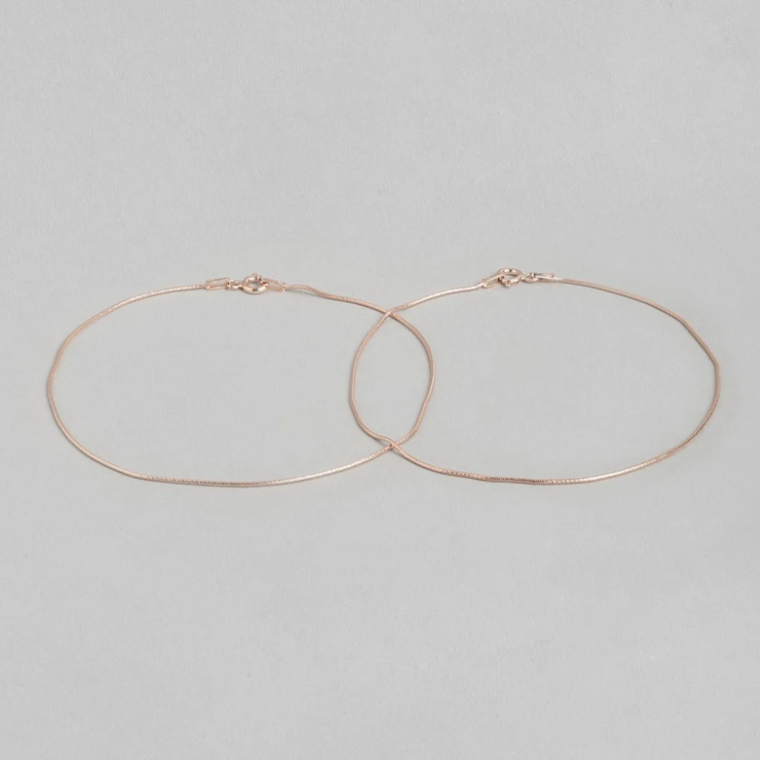 Rosy Serenity Rose Gold-Plated 925 Sterling Silver Snake Chain Anklet - Image 5