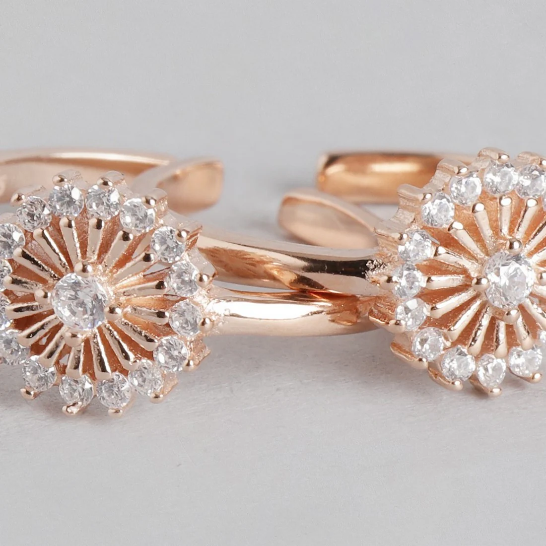 Round CZ Rose Gold Plated 925 Sterling Silver Toe Ring - Image 5