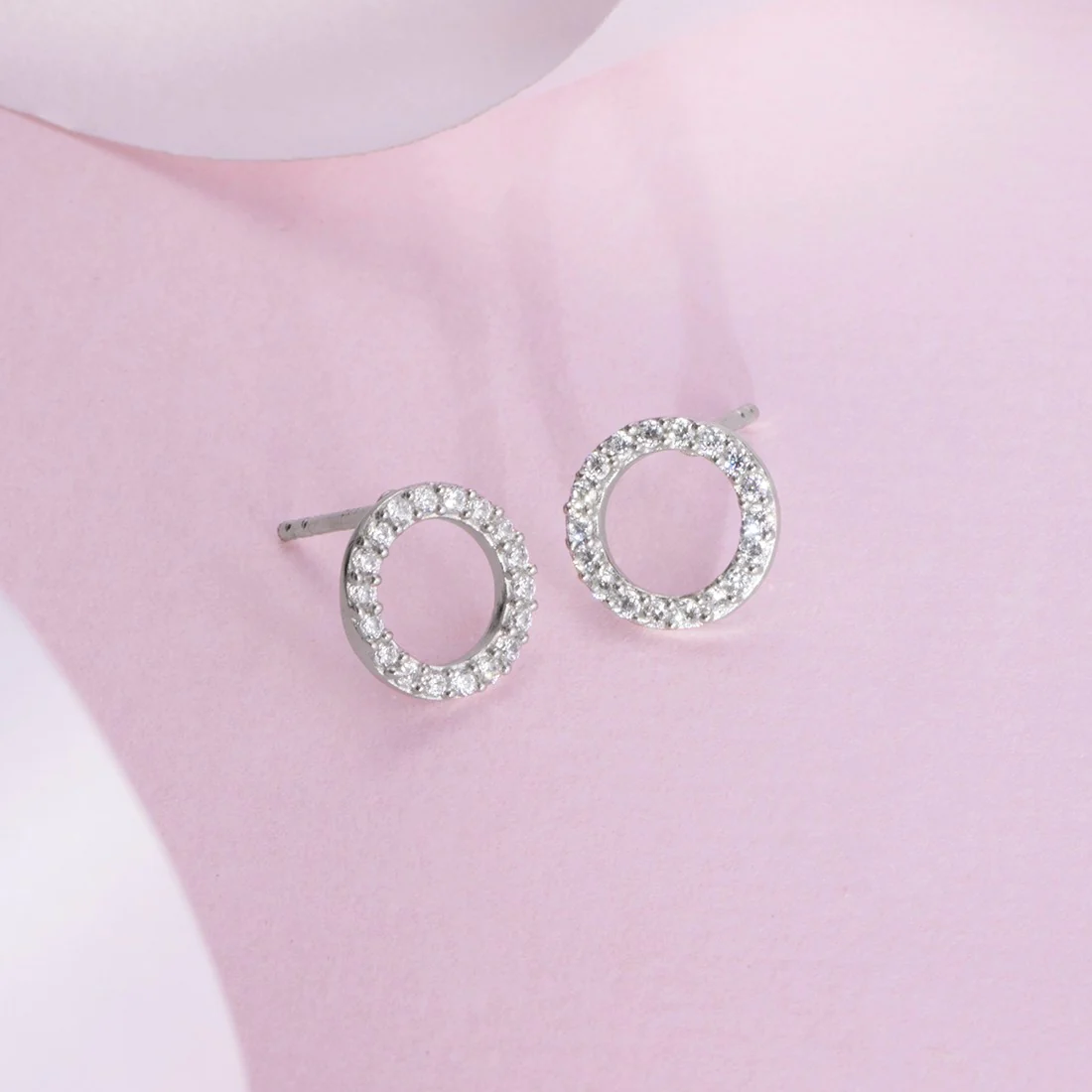 Round CZ studded Gold Plated Silver Earring - Image 2