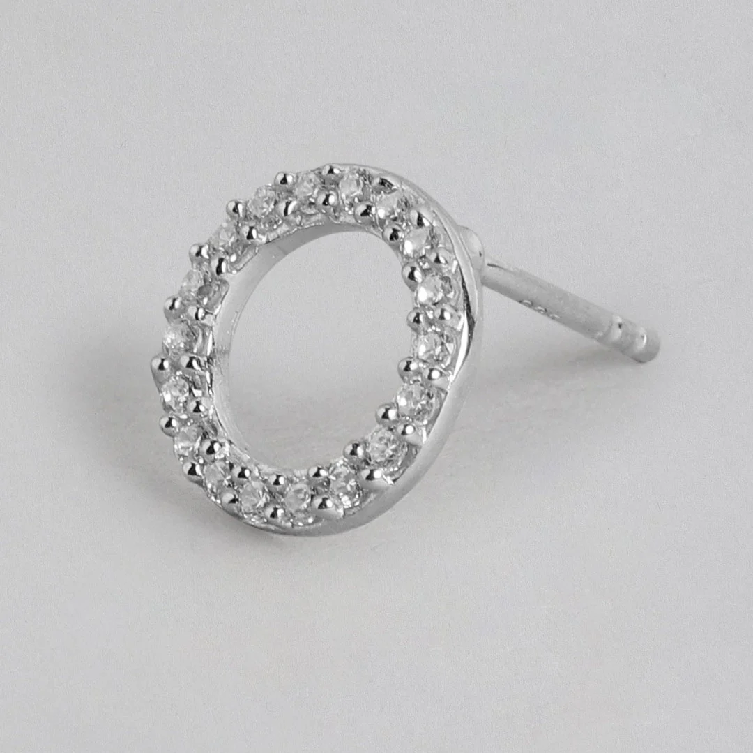 Round CZ studded Gold Plated Silver Earring - Image 4