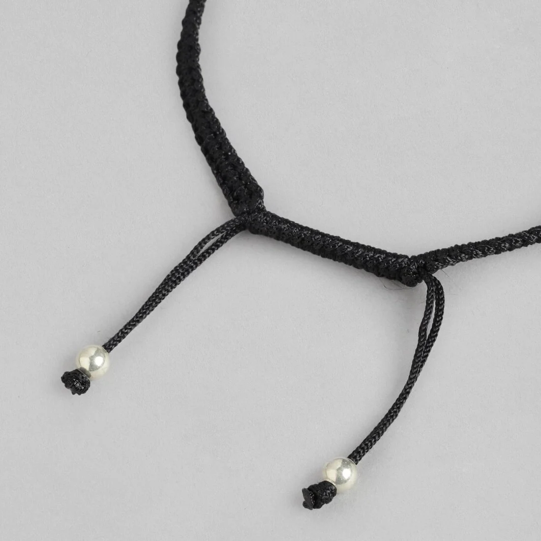 Round Green Stone Rhodium Plated 925 Sterling Silver Drawstring Anklet - Image 6
