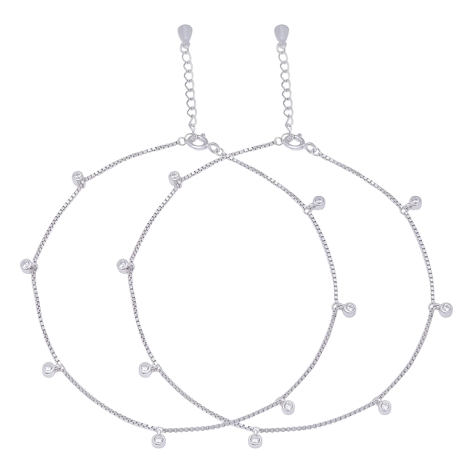 Pretty Delicate Drops 925 Silver Anklets - Image 6