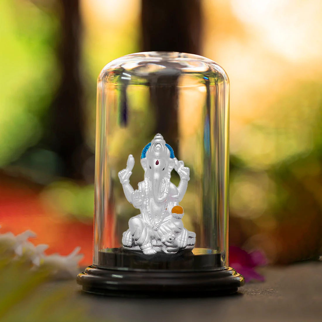 Sacred Blessings Rhodium-Plated Lord Ganesh 999 Silver Idol - Image 2