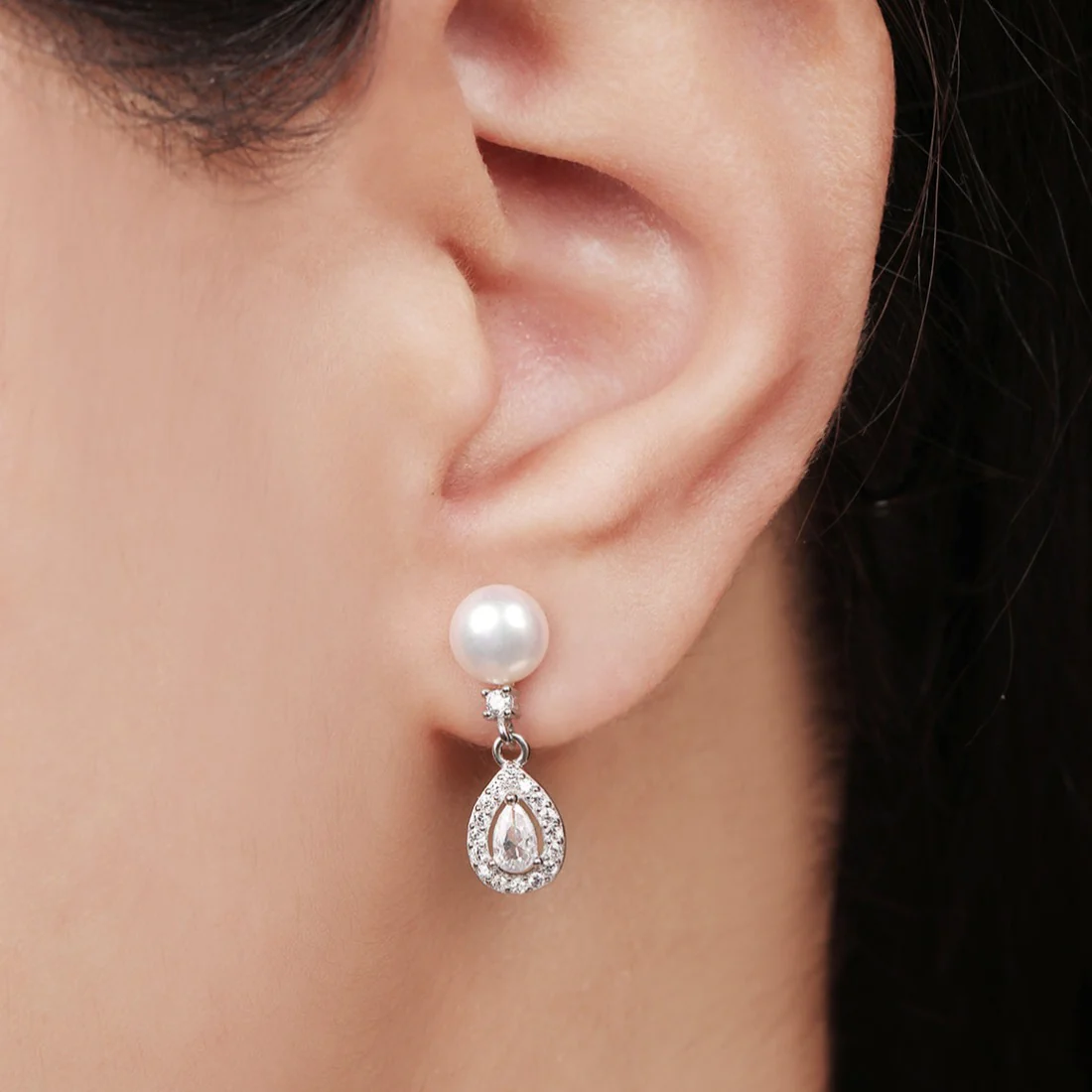 Scarlet Radiance CZ Rhodium-Plated 925 Sterling Silver Earrings - Image 2