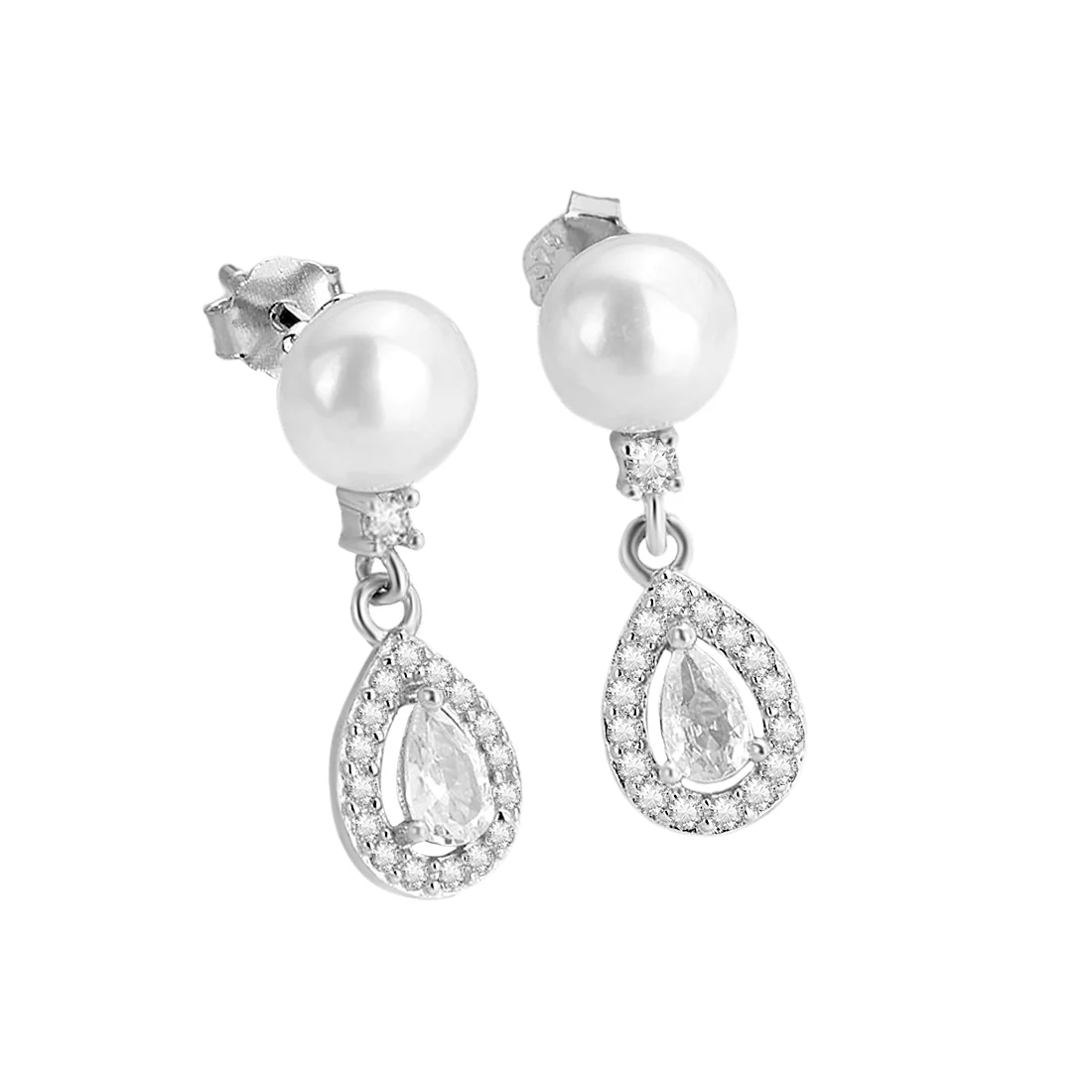 Scarlet Radiance CZ Rhodium-Plated 925 Sterling Silver Earrings - Image 3