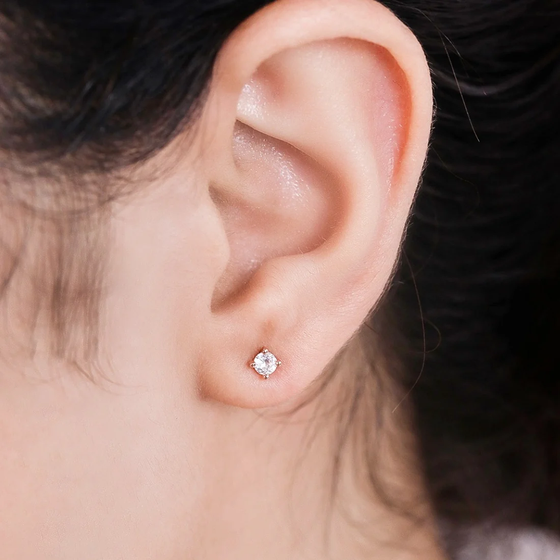 Sensational Solitaire 925 Silver Earrings In Rose Gold - Image 3