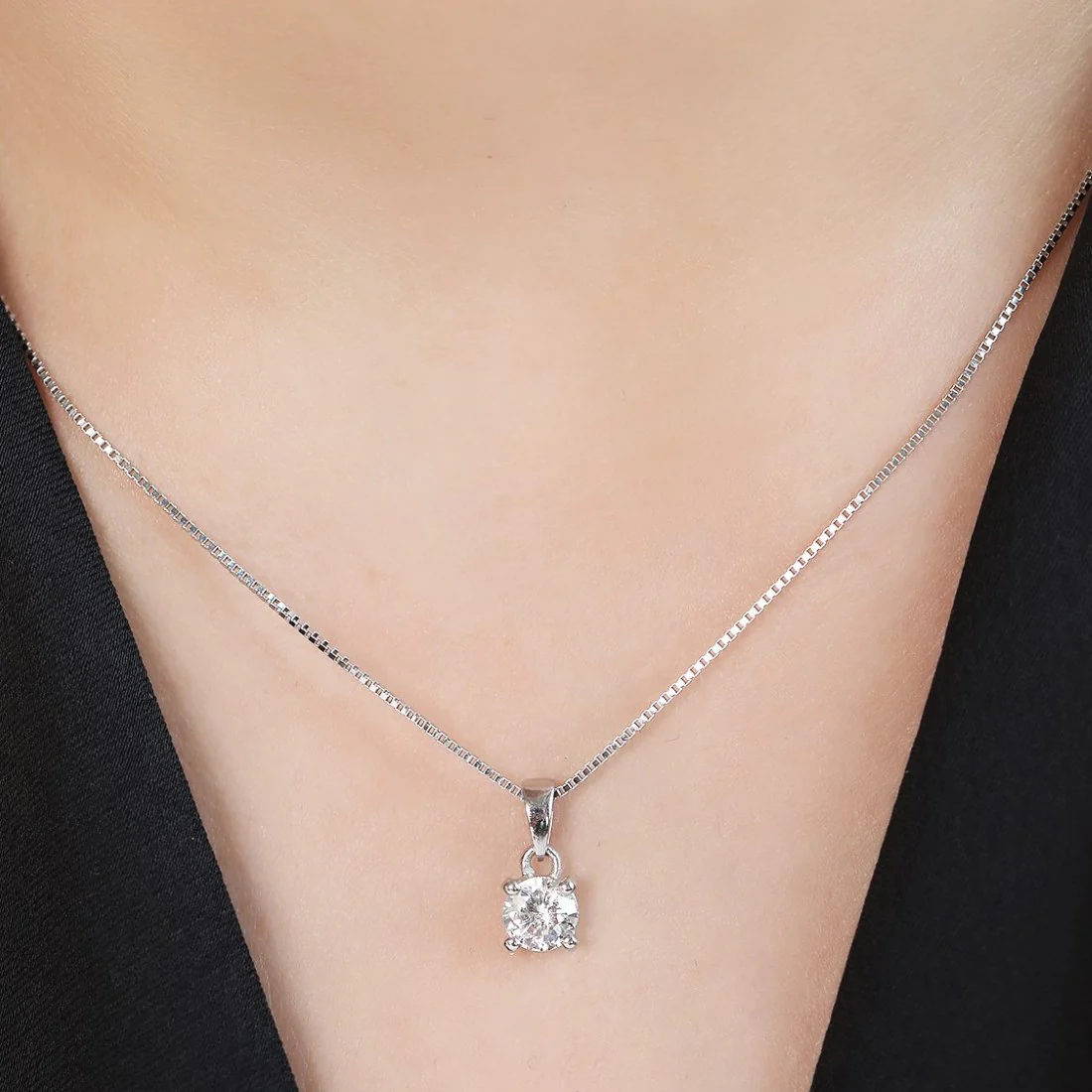Minimal Solitaire Rhodium Plated 925 Sterling Silver Jewellery Set - Image 4