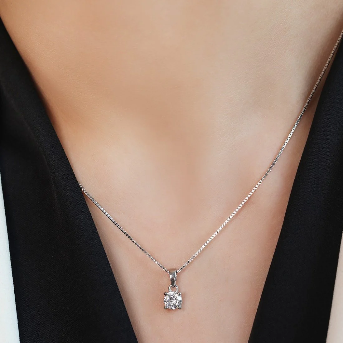 Minimal Solitaire Rhodium Plated 925 Sterling Silver Jewellery Set - Image 5