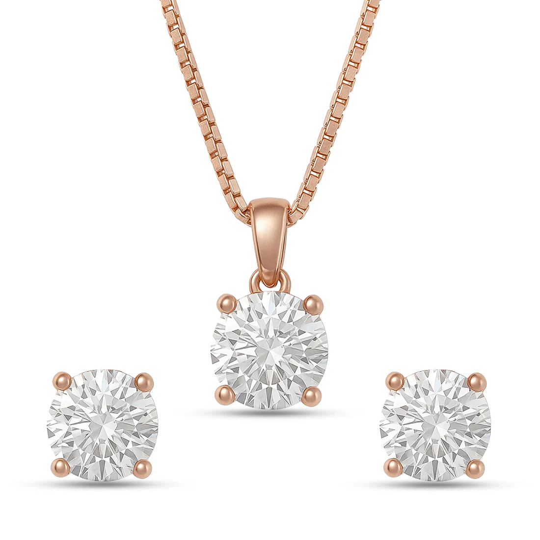 Sensational Solitaire Rose Gold Plated 925 Silver Jewellery Set - Image 7