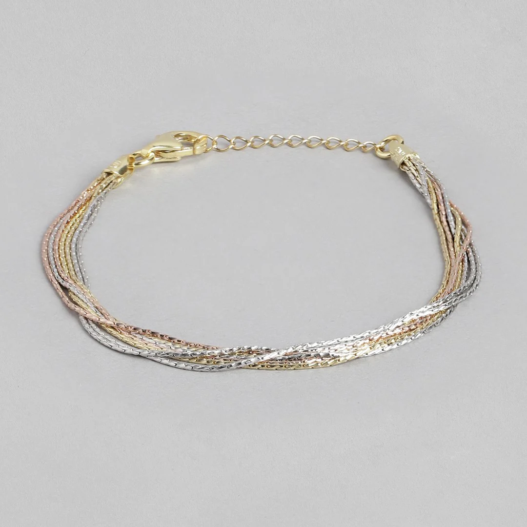 Sevenfold Radiance Triple Tone-Plated 7 Chain 925 Sterling Silver Bracelet - Image 6
