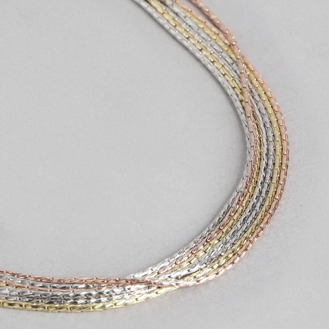 Sevenfold Radiance Triple Tone-Plated 7 Chain 925 Sterling Silver Bracelet - Image 8