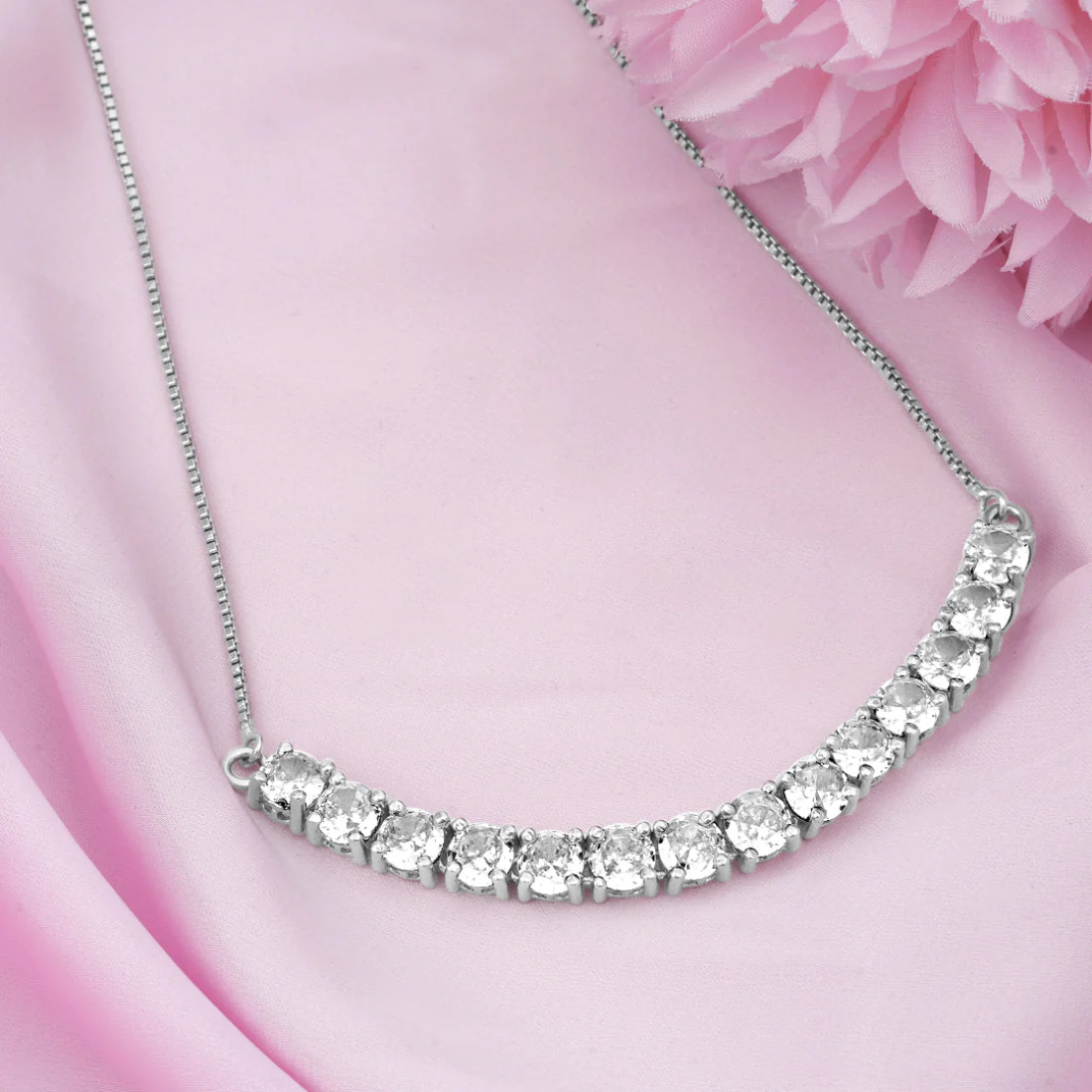 Shimmering Rhodium Plated 925 Sterling Silver Necklace - Image 2