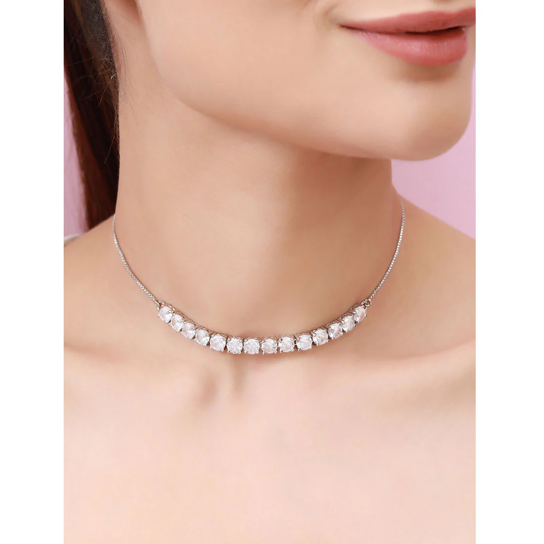 Shimmering Rhodium Plated 925 Sterling Silver Necklace - Image 3