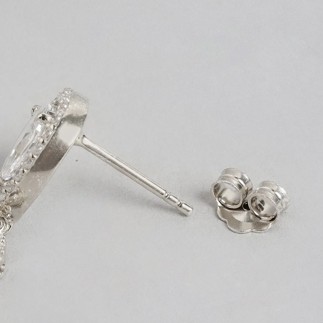 Shimmering Stardust CZ Rhodium-Plated 925 Sterling Silver Earrings - Image 5