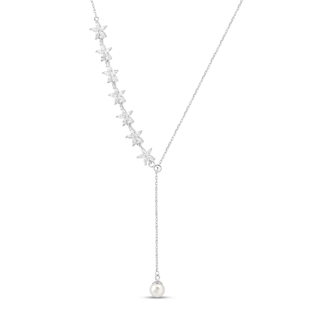 Shimmering Stars Rhodium Plated 925 Sterling Silver Necklace - Image 6