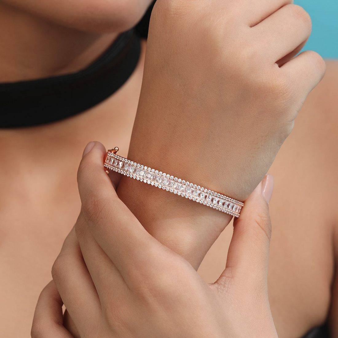 Rose Gold Plated 925 Sterling Silver Bracelet with Cubic Zirconia - Image 4