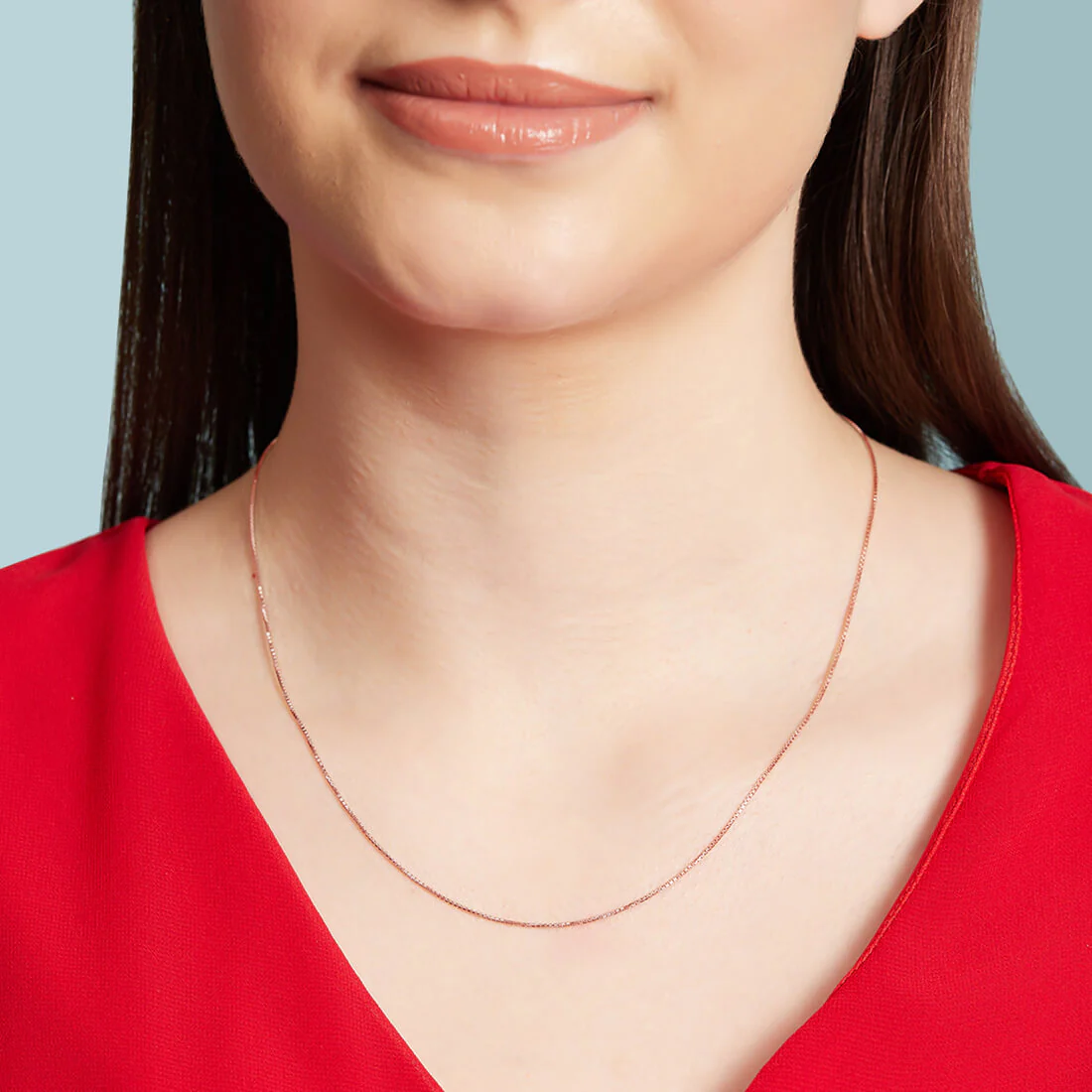 Simple Silver Box Chain In Rose Gold - Image 3