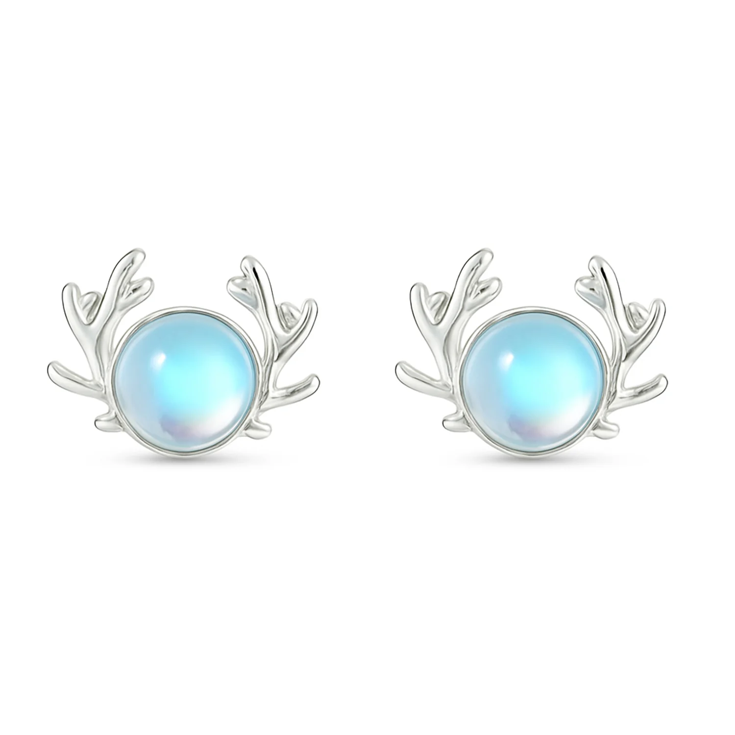 Winter Moon Silver Stud Rhodium Plated Earrings - Image 6