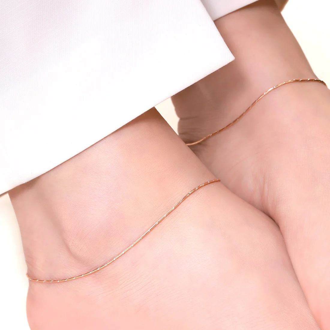 Simple Rose Gold 925 Sterling Silver Anklet - Image 3