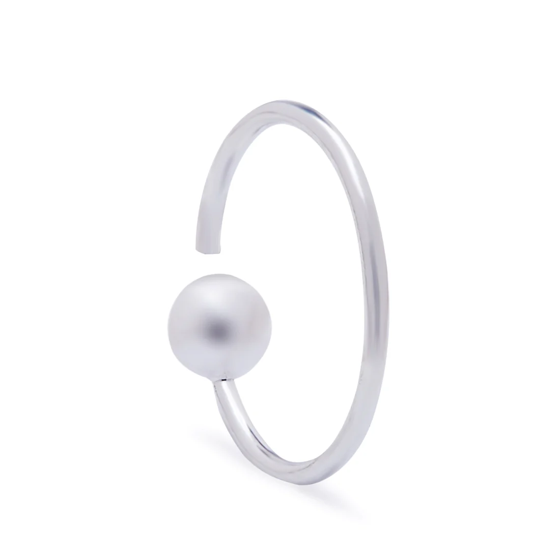 Simple Single Bead 925 Silver Piercing Nose Ring - Image 4