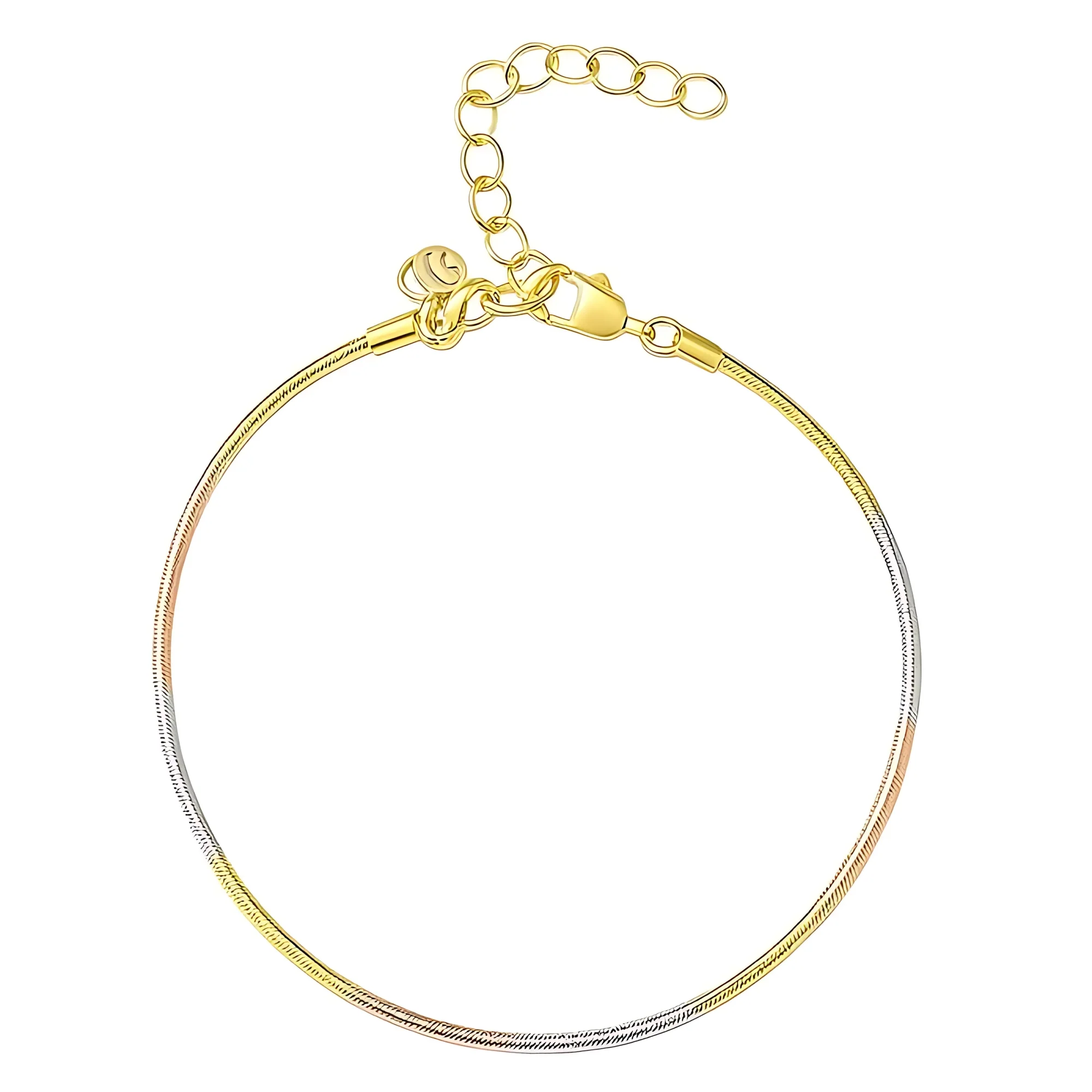 Simple Triple Tone Chain 925 Sterling Silver Bracelet - Image 4