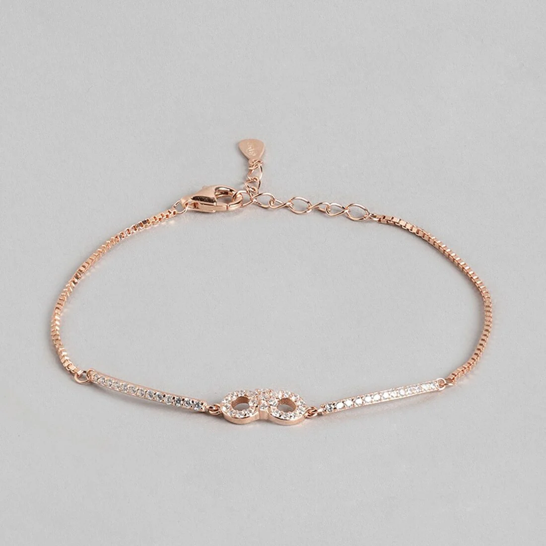 Sleek Infinity Rose Gold 925 Silver Bracelet - Image 4
