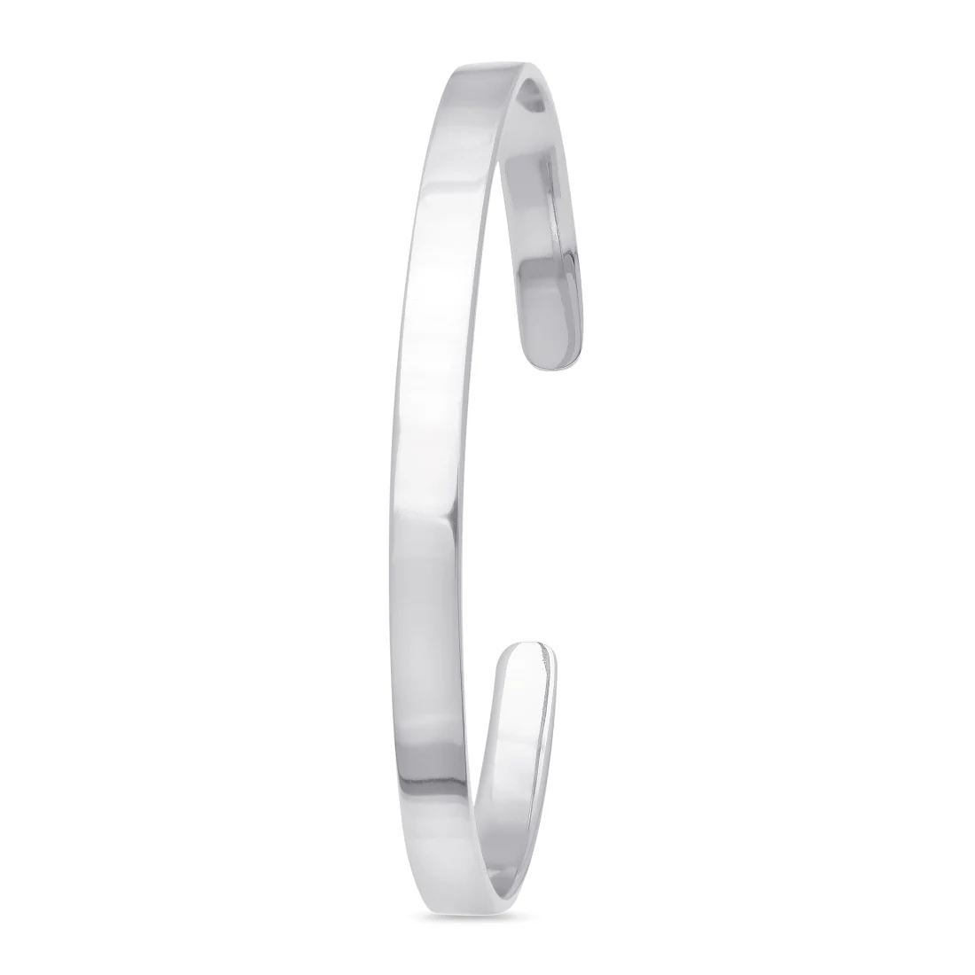 Sleek Sophistication 925 Sterling Silver Rhodium-Plated Plain Bangle Bracelet - Image 3