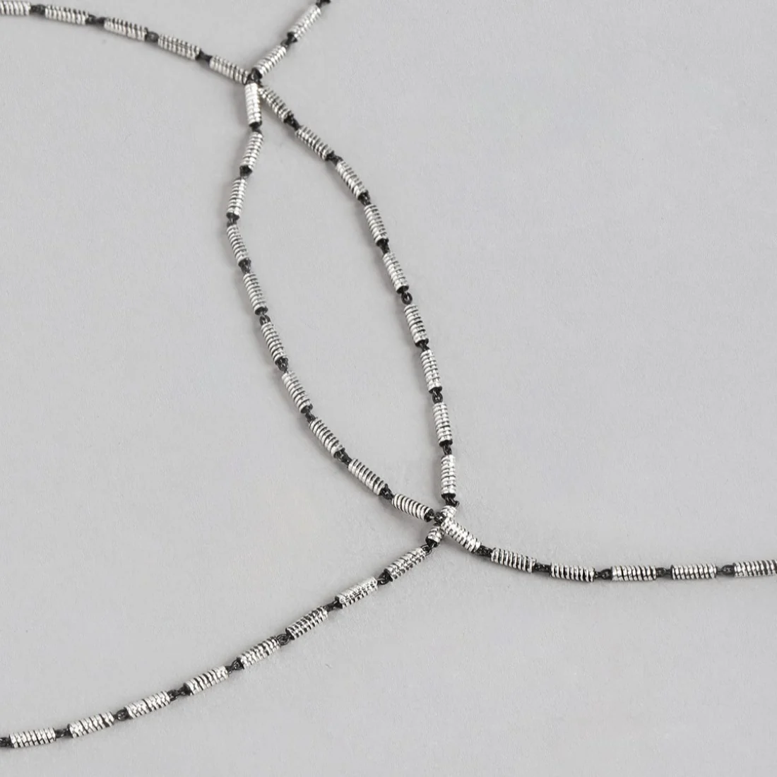 Sleek Symphony Rhodium-Plated 925 Sterling Silver Chain Anklet - Image 7