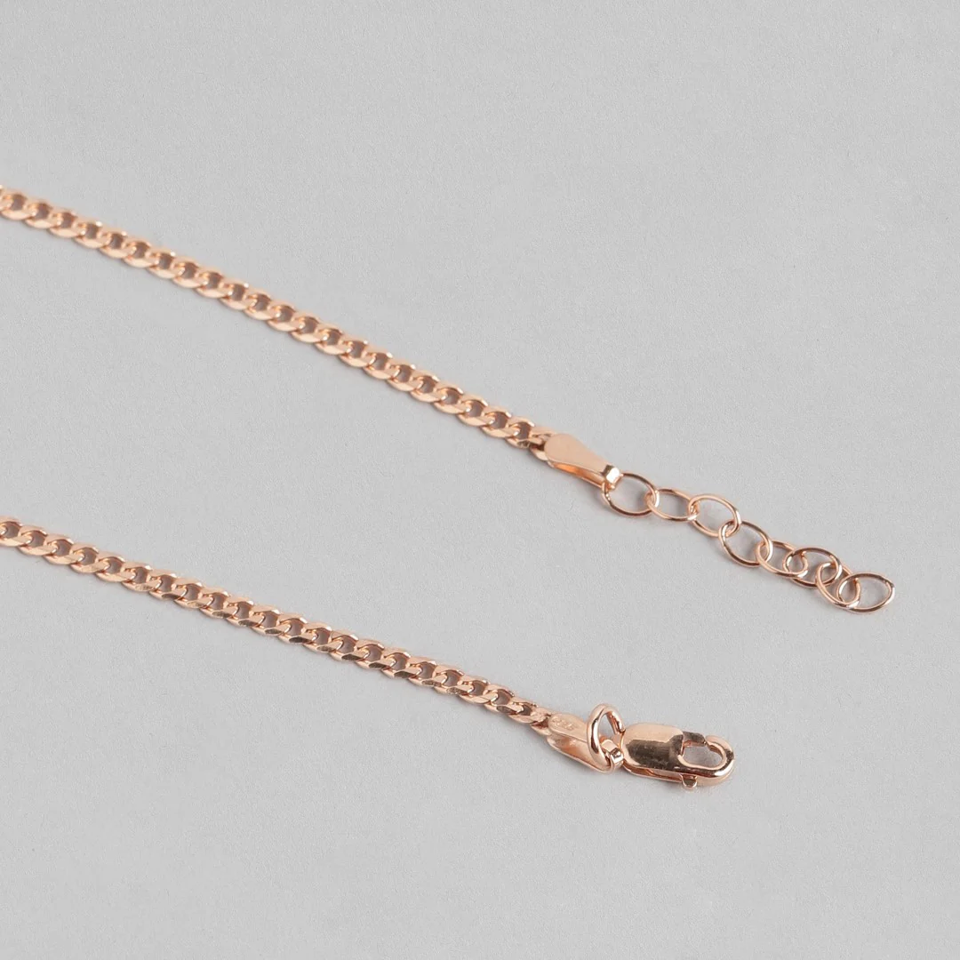 Sleeky Curb Chain 925 Silver Anklet in Rose Gold - Image 6