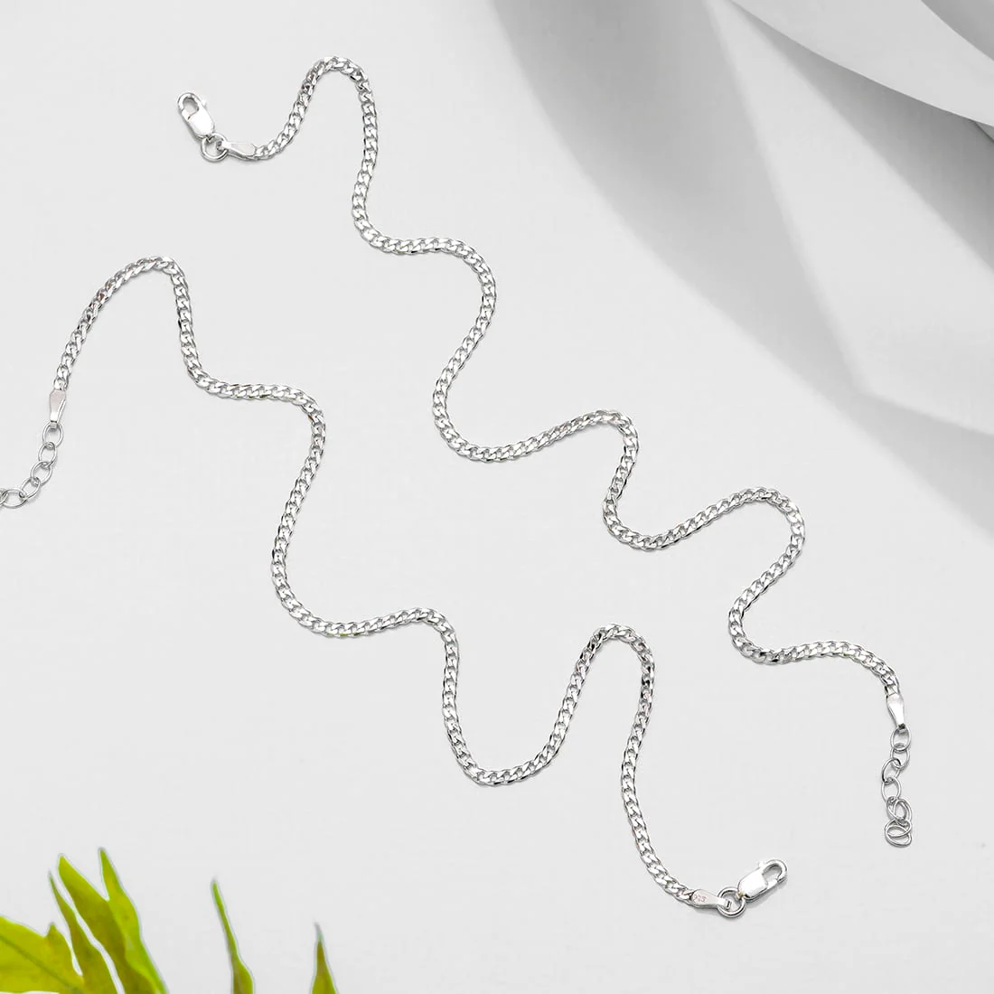 Sleeky Rhodium Plated Link Chain 925 Silver Anklet - Image 3
