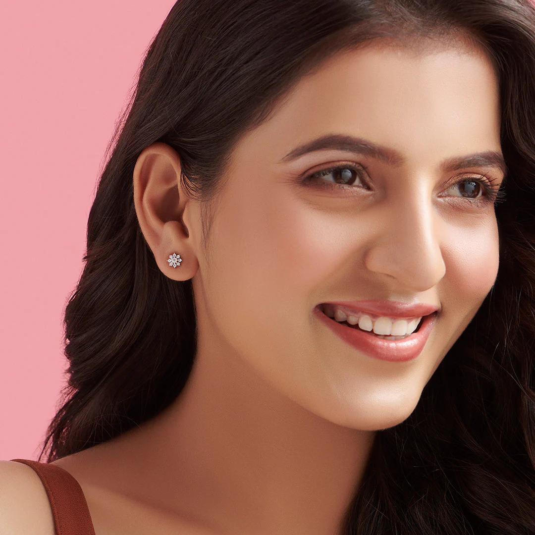 Nakshatra Floral Studs 925 Silver Earrings - Image 4